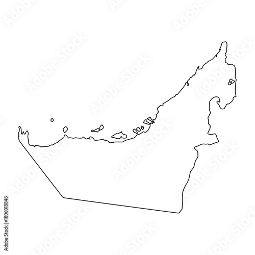 United Arab Emirates Outline Map Design. United Arab Emirates Map Vector Illustration. Perfect for infographics, presentations, and educational materials.