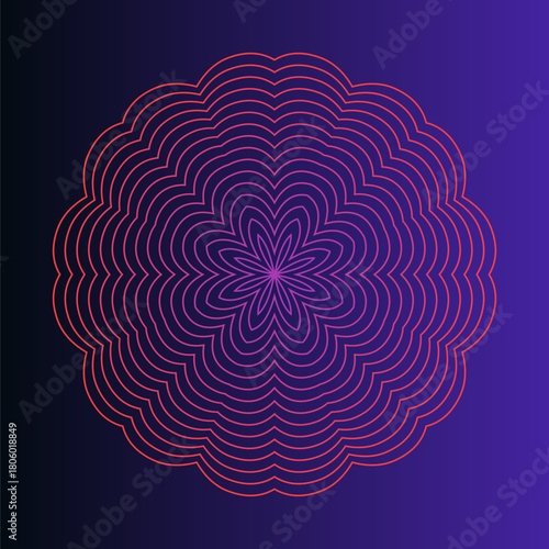 Symmetrical composition of wavy lines. Abstract element for design. Vector illustration. A pattern of deformed stripes. Modern graphic design.
