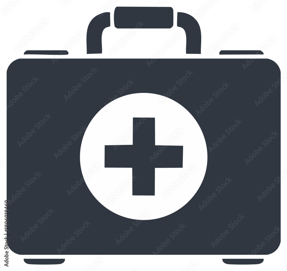 Fototapeta premium First aid kit icon featuring medical cross emblem, healthcare and emergency case