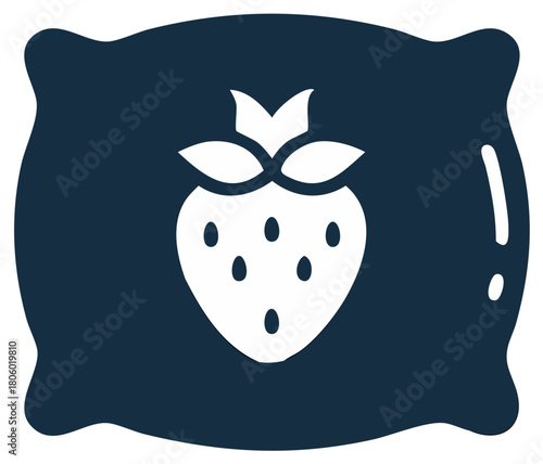 Strawberry icon on dark cushion vector illustration