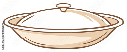 Covered Oval Serving Dish Depicting Elegant Dining Ware for Presentation