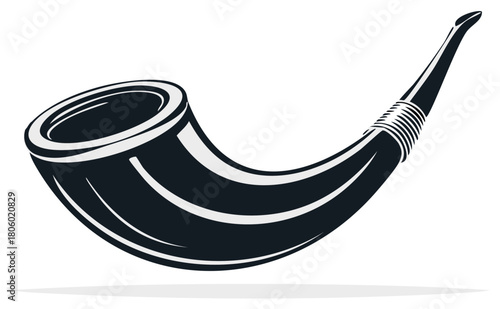 Traditional Hunting Horn Illustration Isolated on White Background