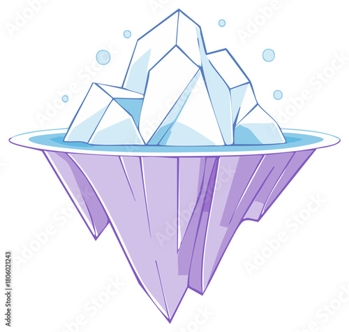 Cartoon iceberg illustration showing the visible tip and the large hidden part underwater