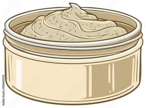 Jar of Creamy Texture Product for Skincare Beauty or Food Ingredient Illustration