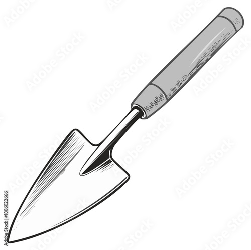 Hand Trowel Garden Tool Sketch Gardening Equipment Illustration