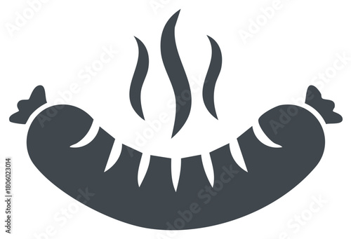 Stylized Sausage Icon with Simulated Steam Emanating Upward Simple Hot Dog Illustration