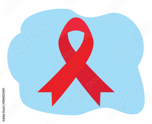 red ribbon sign. red ribbon symbol. Support ribbon red