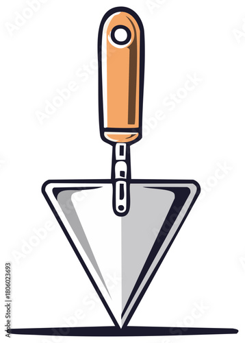 Gardening hand trowel tool with orange handle for planting and digging