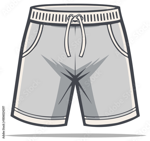 Stylish gray sweat shorts apparel design vector art for sport gym or casual fashion garment summer season