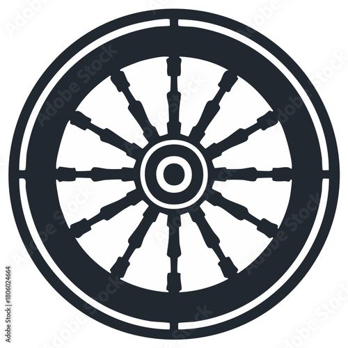 Ships Wheel Icon, Nautical Theme Design, Boat Steering Equipment Symbol