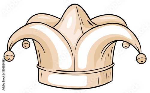 Playful Jester Hat with Multiple Points and Bells Cartoon Illustration