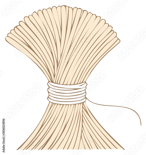 Stylized Sheaf of Wheat Illustration, Tied Bundle of Grain Graphic Element