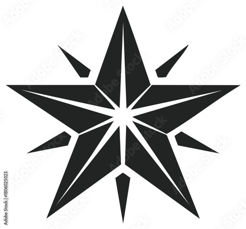 Modern Abstract Geometric Compass Rose Star Symbol Vector Icon