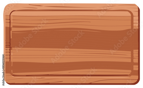 Wooden cutting board with horizontal wood grain texture and rounded edges