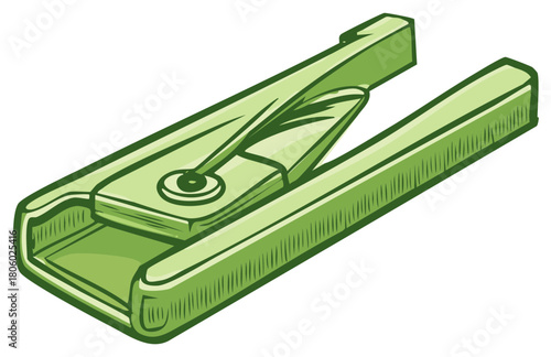 Green clothes peg clip art illustration