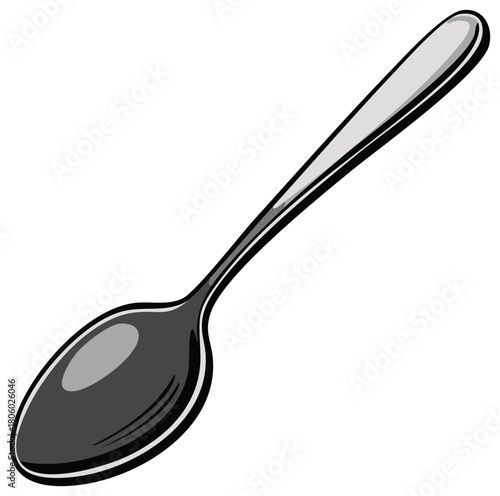 Classic metal dining spoon vector illustration cartoon graphic