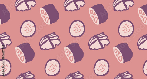 Sushi rolls seamless pattern for Asian restaurant design, menu decoration, packaging, and branding