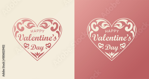 Stylish floral heart illustration with warm Valentine’s Day message, great for greeting cards, prints, and love-themed projects.