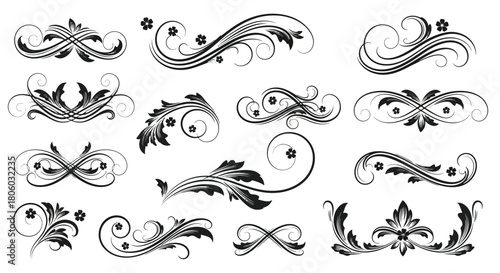 Decorative Flourishes and Elegant Swirls A Collection of Ornate Design Elements in Vector Format