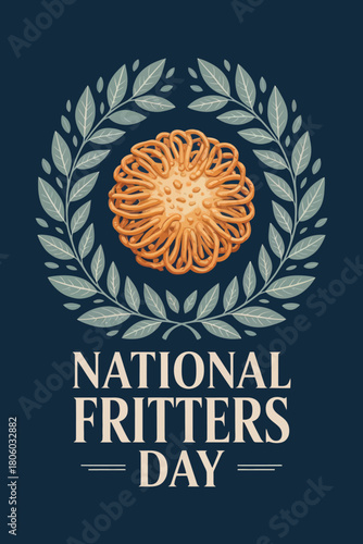National Fritters Day with Decorative Flourish and Fritter Illustration
