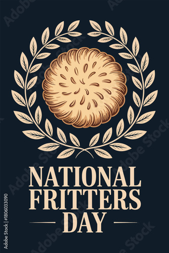 National Fritters Day with Decorative Flourish and Fritter Illustration