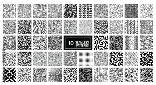 Diverse Collection of 10 Seamless Patterns for Various Design Applications