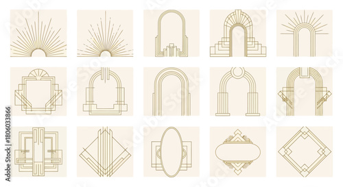 Art Deco Frame and Archway Design Elements for Elegant Decoration and Vintage Aesthetic