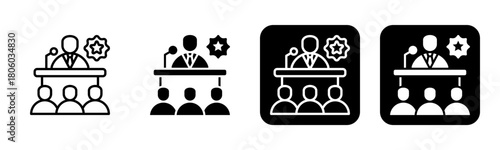 Politician Icon Line and Black Fill Style Collection