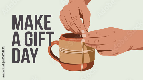 Make a Gift Day with Handcrafted Mug and Wrapping Design