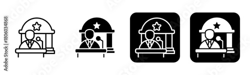 Government Icon Line and Black Fill Style Collection