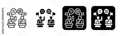 Debate Icon Line and Black Fill Style Collection