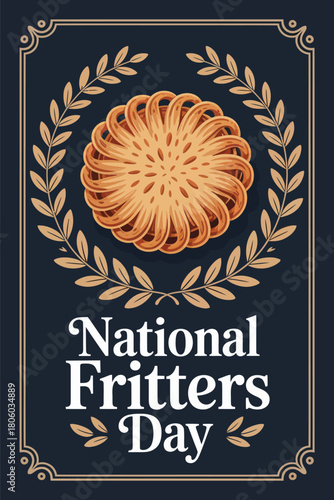 National Fritters Day with Decorative Flourish and Fritter Illustration