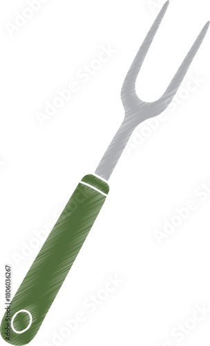 Two prong carving fork with green handle
