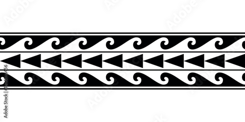Maori polynesian tattoo bracelet. Tribal sleeve seamless pattern vector.