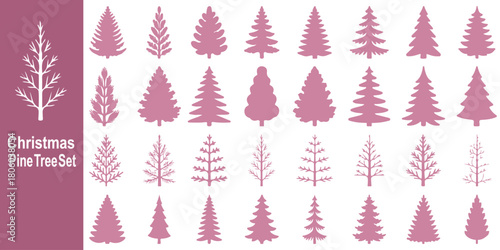 Pine icon set. Fir tree vector set. Christmas tree icon. Vector Illustration. set of fir trees, editable vector file on transparent background. Christmas tree silhouette  x-mas season pine tree eps10