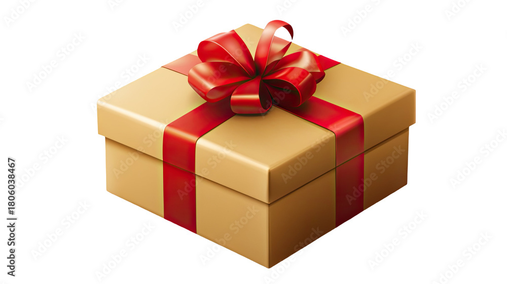 Fototapeta premium Gift box with decorative wrapping and ribbon, perfect for celebrations, holidays, and special occasions visuals isolated on white background