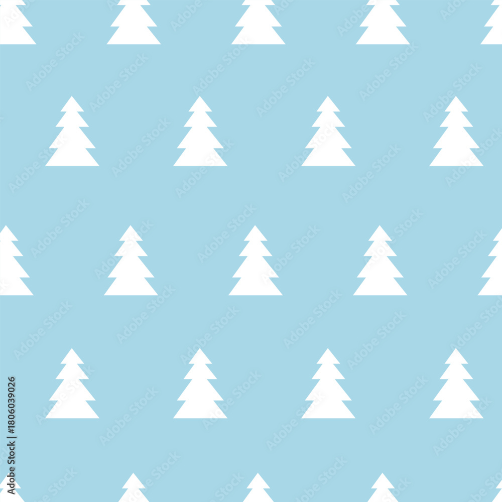 Fototapeta premium Christmas tree seamless pattern on blue color background.