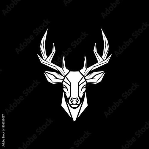 Geometric Deer Head Illustration - A Modern Wildlife Emblem.