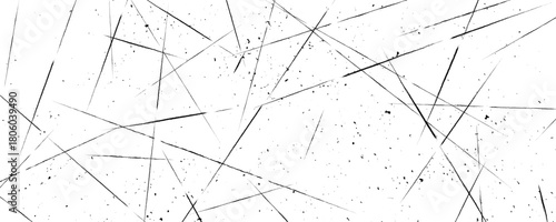 Scratched lines overlay texture. Weathered rough distressed wallpaper. Old grainy photo filter background with particles, fibers and flecks. Dusty damaged scratch film backdrop. Vector grunge surface