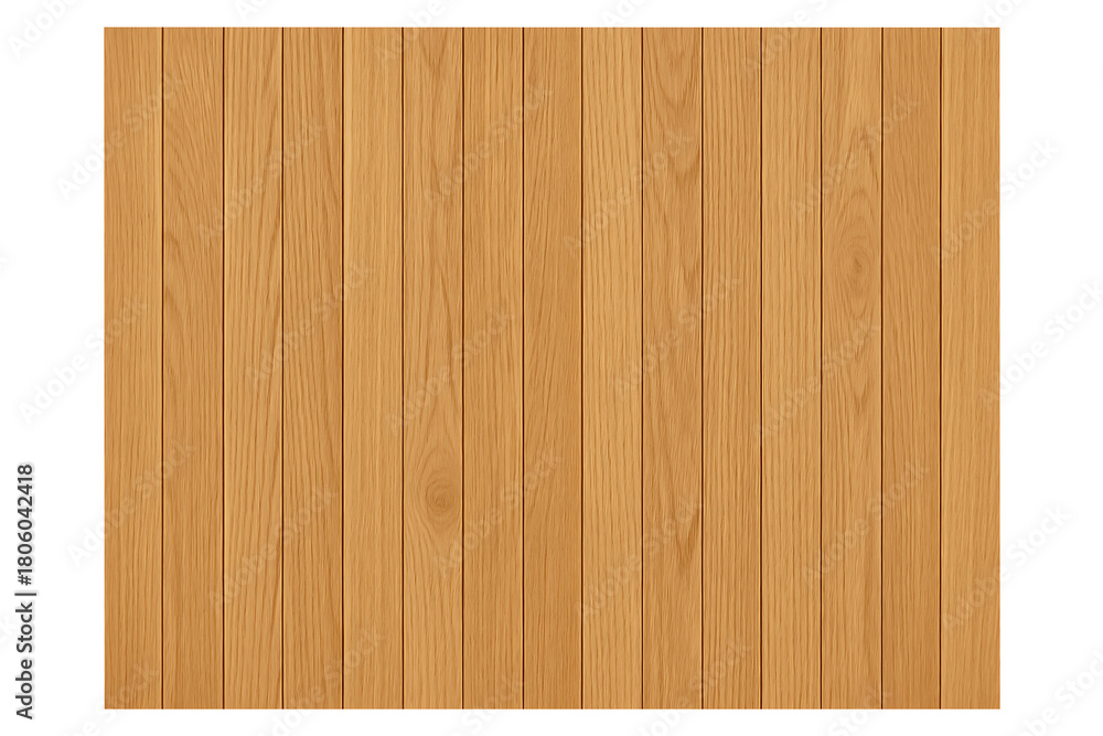 Naklejka premium Natural light oak wooden wall texture background made of vertical planks and boards for interior design elements and decorative purposes isolated on transparent background