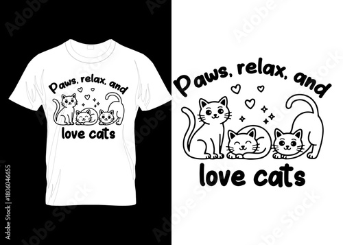 Cute Cat Lover T-Shirt – Adorable Three Cats Line Art Design vector custom creative typography vintage mug sticker appeal cloth tshirt hoodies design