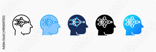 Deep Learning icon set multiple style collection