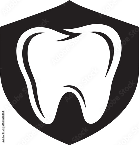 Dental shield icon with tooth silhouette