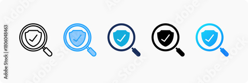 Security Scan icon set multiple style collection