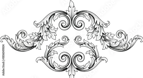 Elegant Baroque Floral Swirl Design Vector Illustration for Decorative Accents and Design Elements