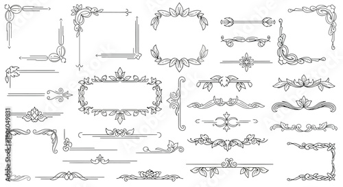 Elegant Decorative Frames and Floral Elements Collection for Design and Decoration