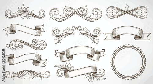Elegant Vector Ribbons and Decorative Scroll Designs for Premium Graphic Projects