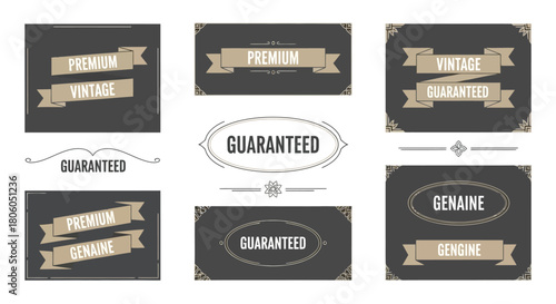 Vintage and Premium Badge Designs Set Guaranteed, Genuine and Classic Labels for Design Projects