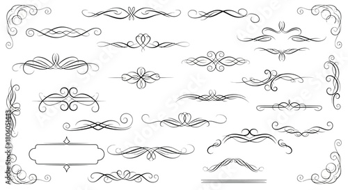 Elegant Swirls, Flourishes, and Decorative Design Elements for Creative Projects in a Vector Style