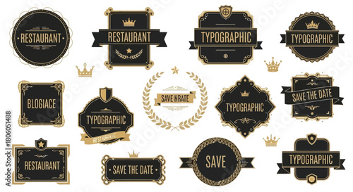 Vintage Restaurant Badges and Design Elements for Branding and Decoration